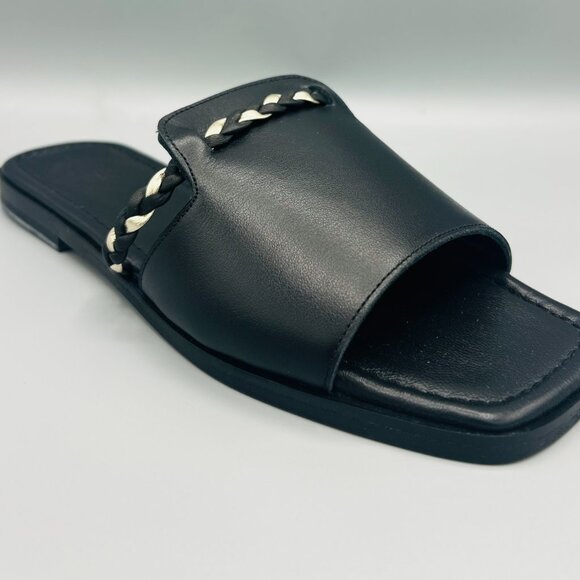 Avra Braided Slide Sandals in Black Leather - Picture 3 of 3